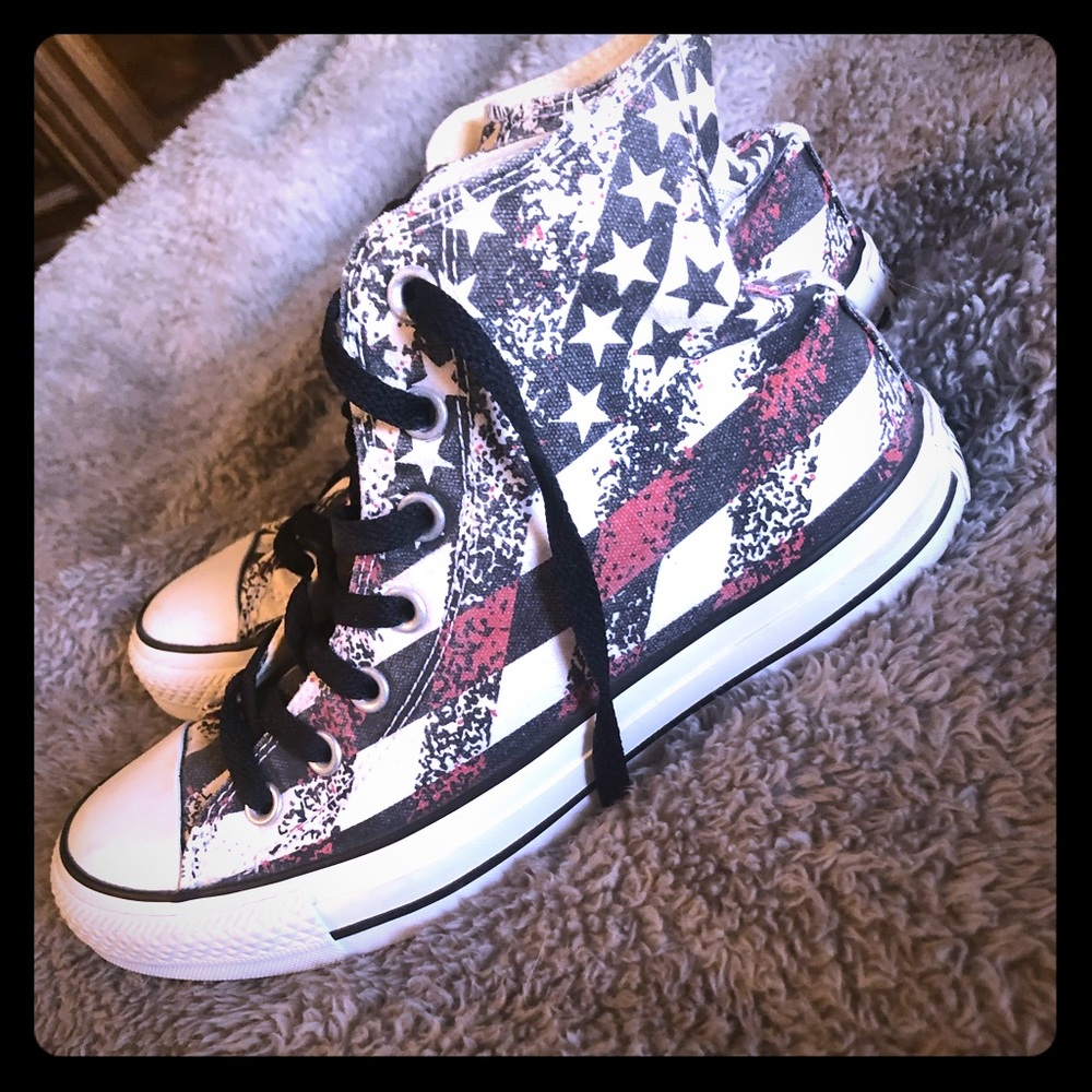 America flag Chuck Taylors- only worn once !